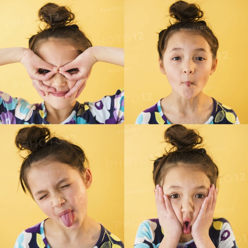 Mixed race girl making faces