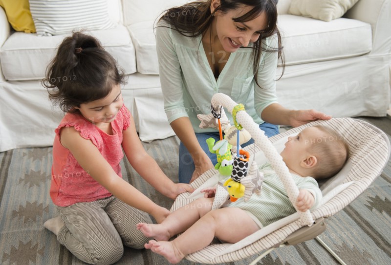 Family relaxing together in living room