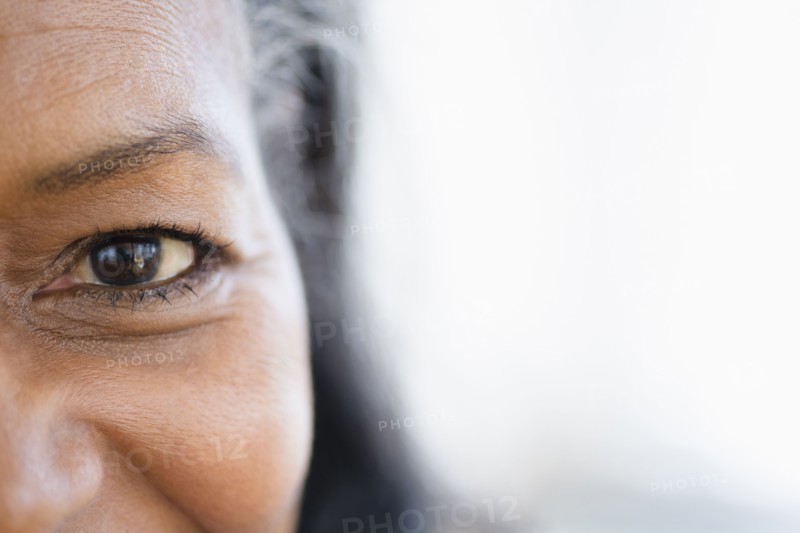 Close up of mixed race woman's eye