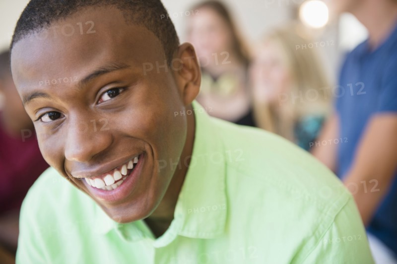 Close up of smiling face of teenage boy