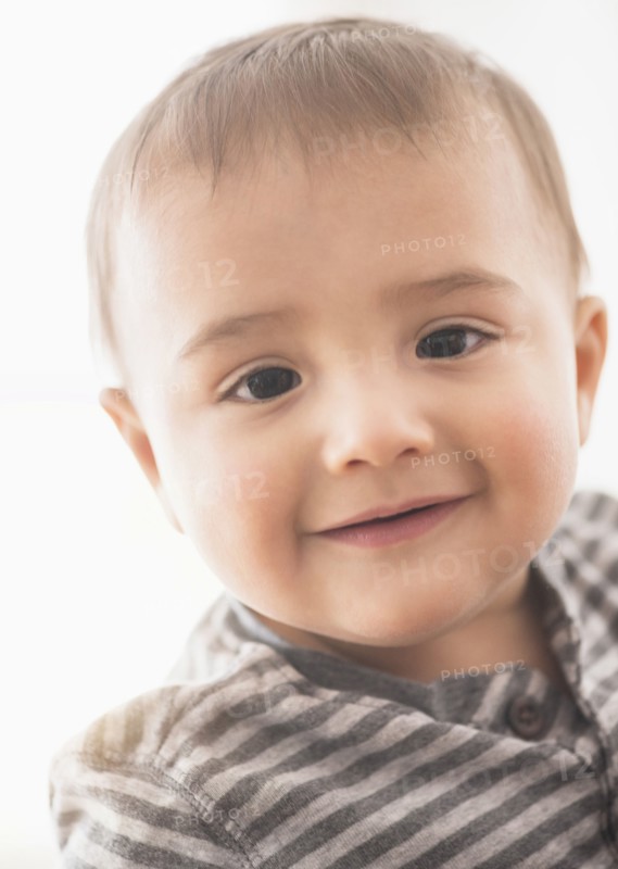 Close up of mixed race baby boy