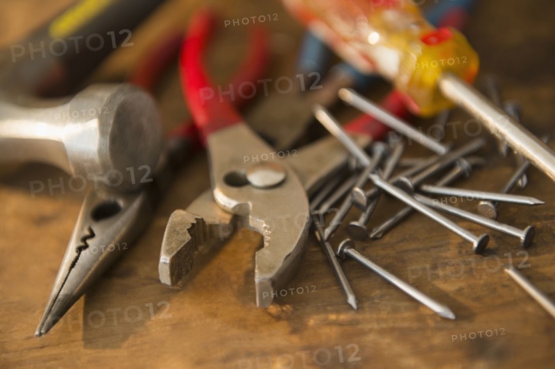 Close up of pile of tools