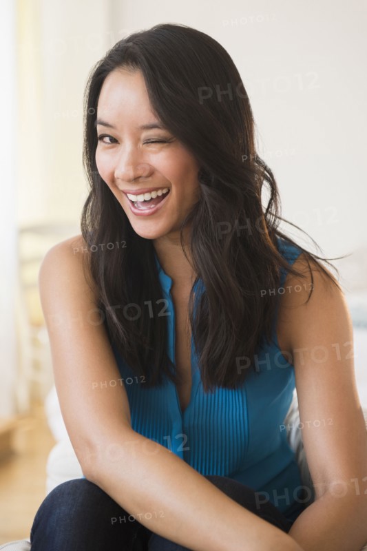 Chinese woman winking