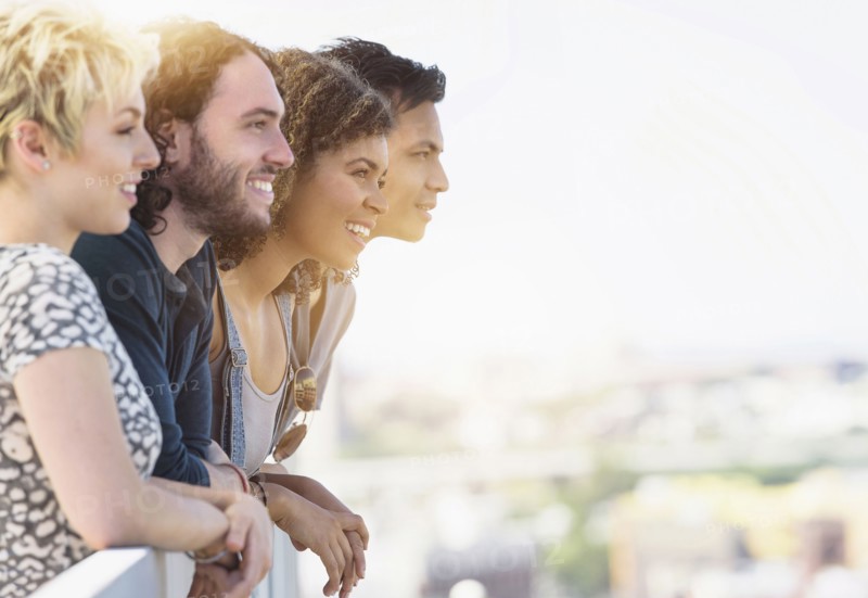 Friends looking at view outdoors