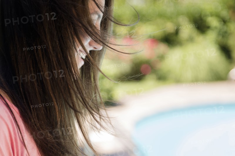 Profile of Caucasian woman outdoors