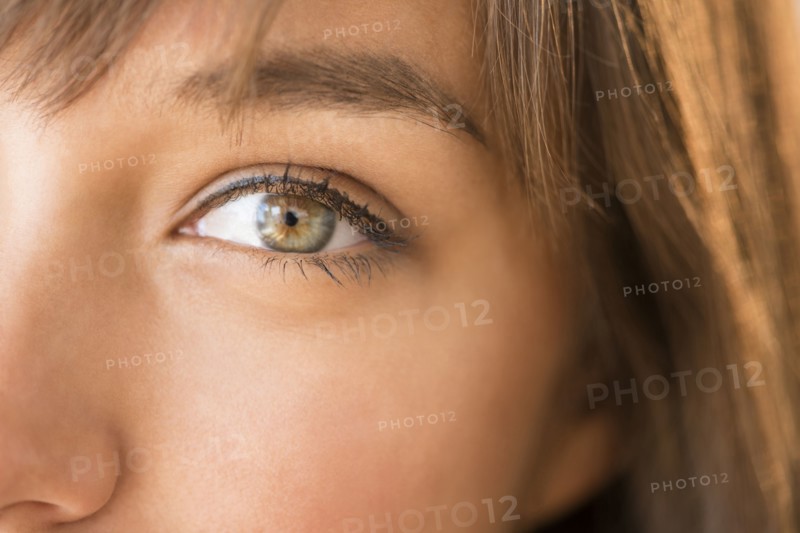 Close up of eye of mixed race woman