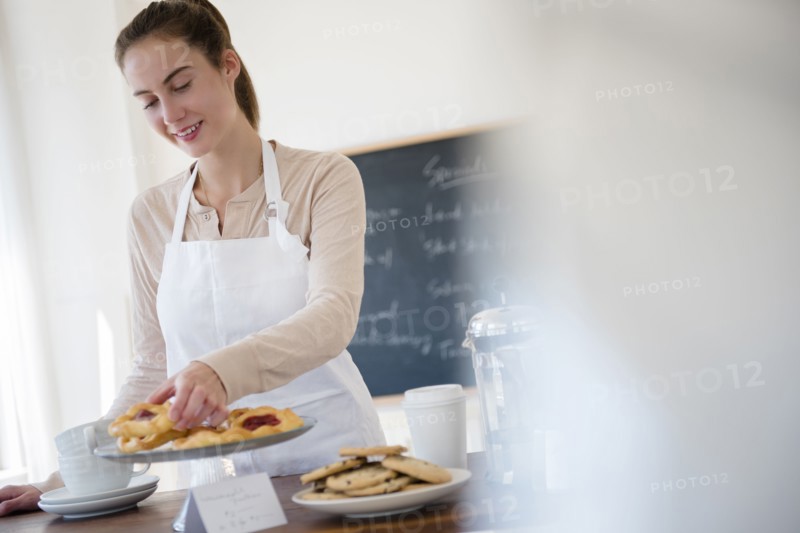 Native American woman working in cafe