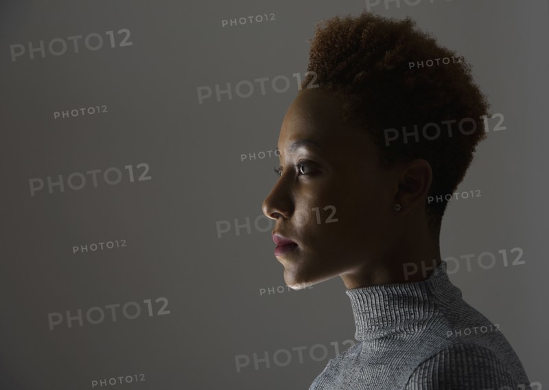 Profile of mixed race woman