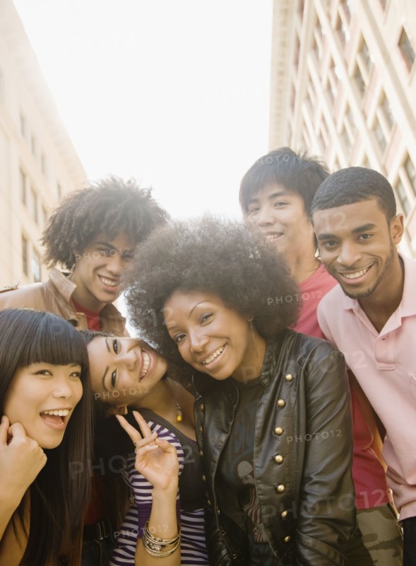 Multi-ethnic friends smiling