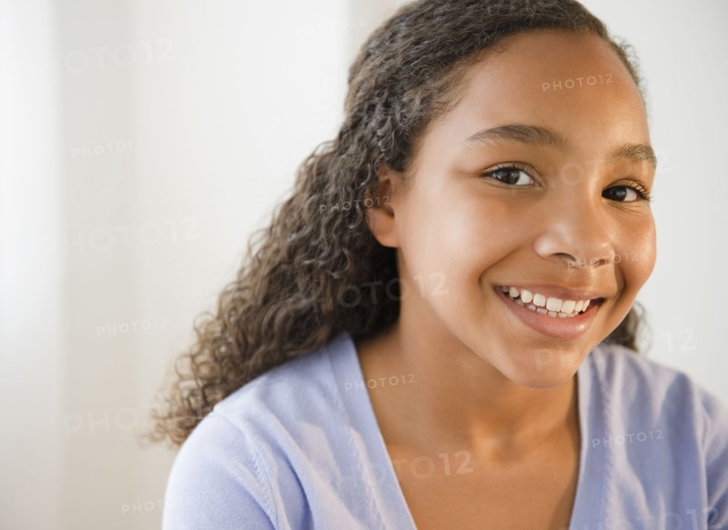 Smiling mixed race girl