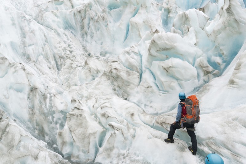 People hiking on glacier