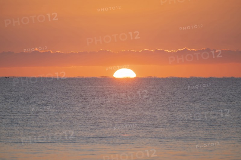 Sun rising above calm sea