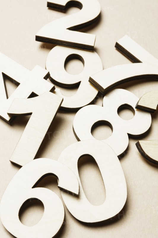 Studio shot of pile of assorted numbers