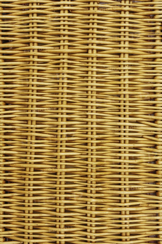 Close-up of closed wicker picnic basket