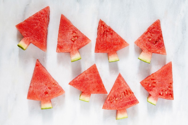 Studio shot of Christmas tree shape watermelon