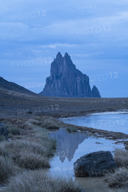 Desert landscape with Ship Rock