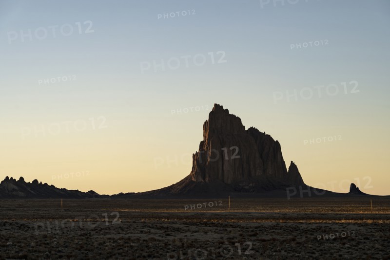 Desert landscape with Ship Rock