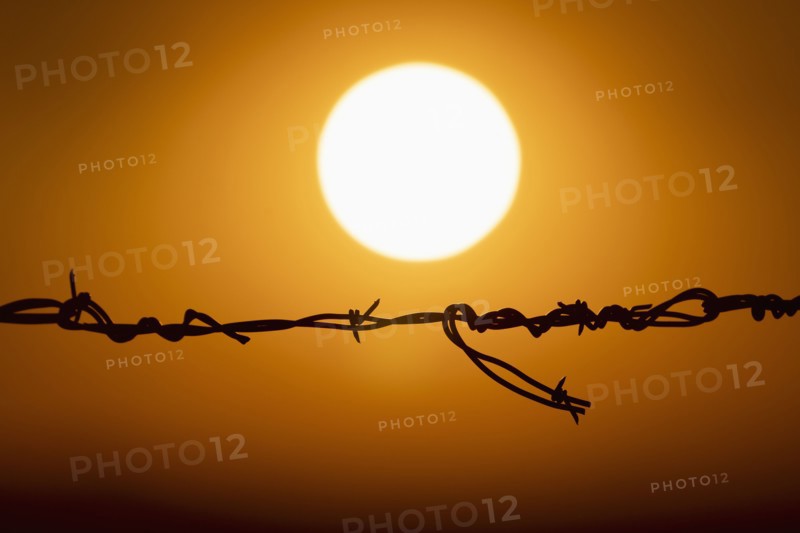 Sun setting against orange sky