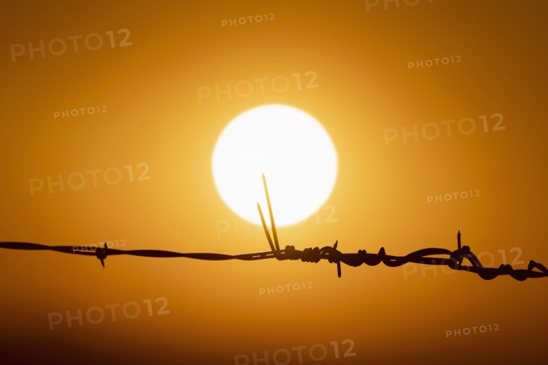Sun setting against orange sky