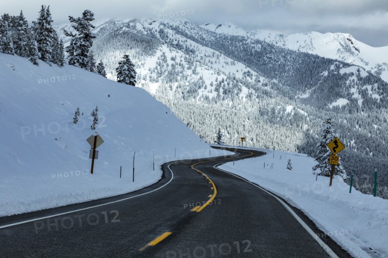 Road in winter mountain landscape