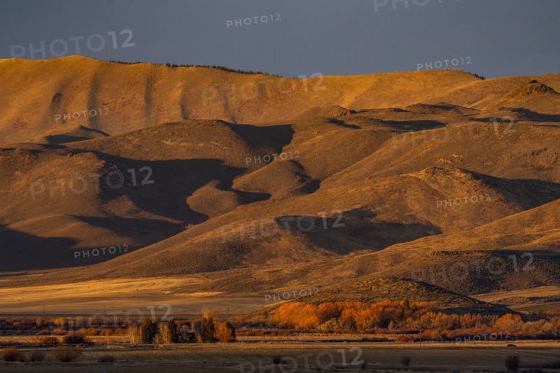 Rural landscape and foothills at dusk