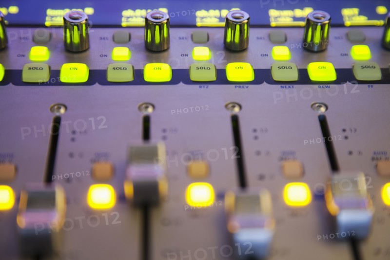 Mixing console in recording studio