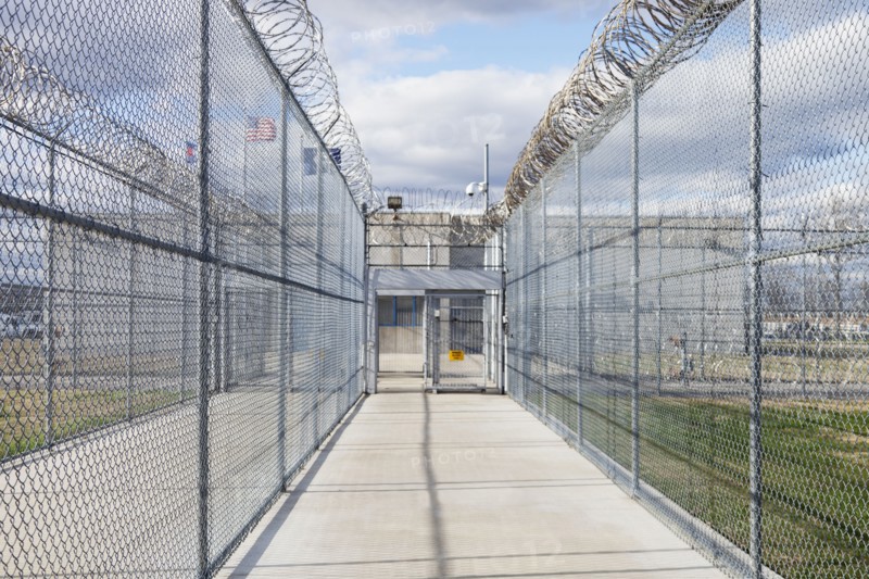 Chainlink fence in prison