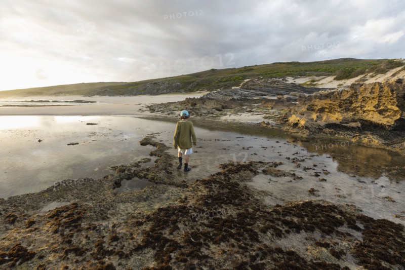Boy exploring tidal pools