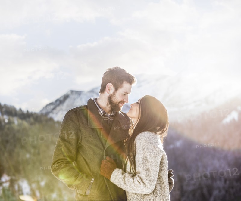 Smiling couple in Winter landscape