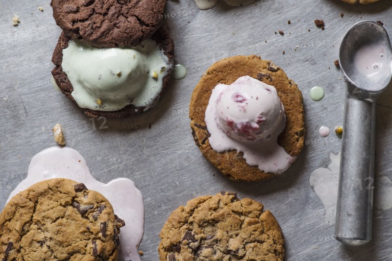 Close-up of homemade ice cream sandwiches