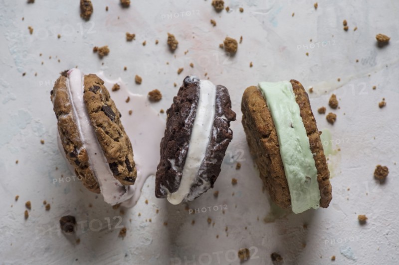 Overhead view of homemade ice cream sandwiches