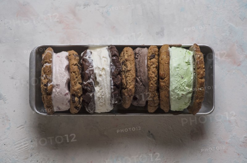 Overhead view of homemade ice cream sandwiches
