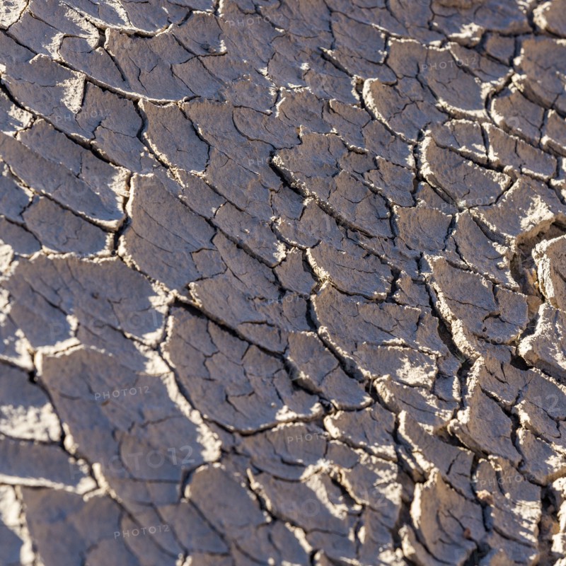 Dried streambed cracking into pieces