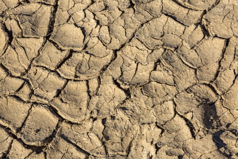Dried streambed cracking into pieces