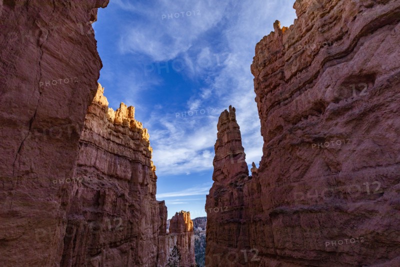 Hoodoo rock formations in canyon