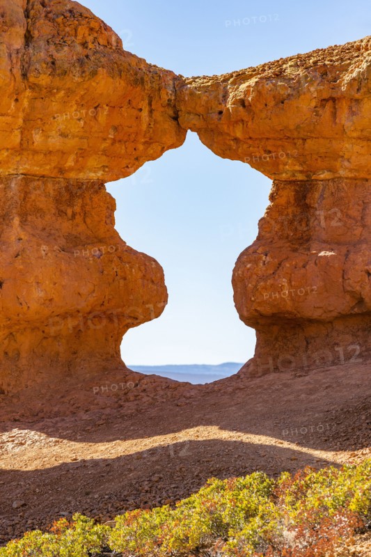 Hoodoo rock formations at entrance to canyon