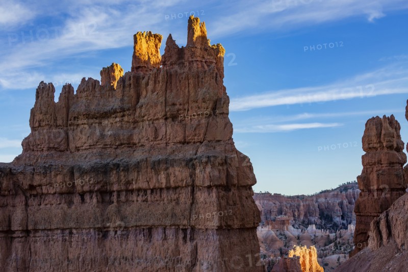 Hoodoo rock formations in canyon