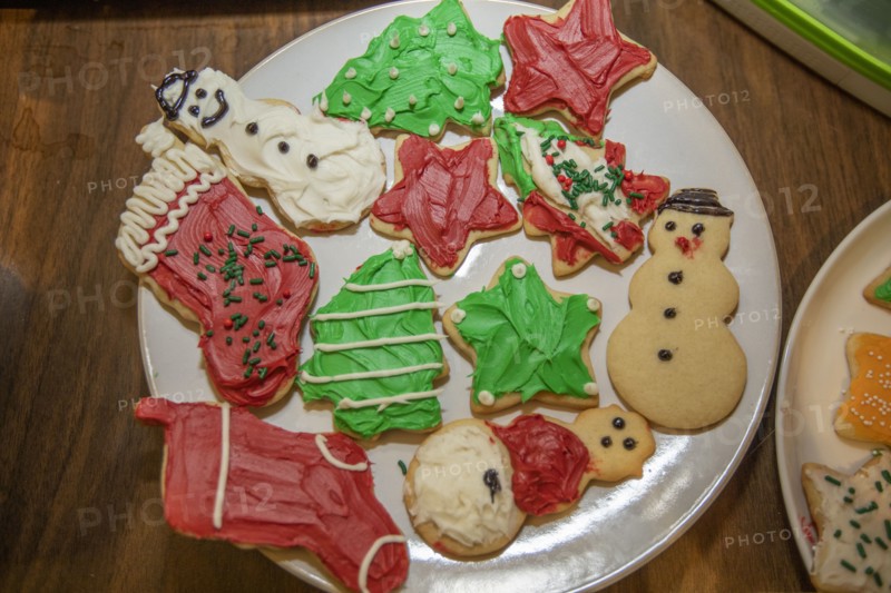 Decorated christmas cookies on plate