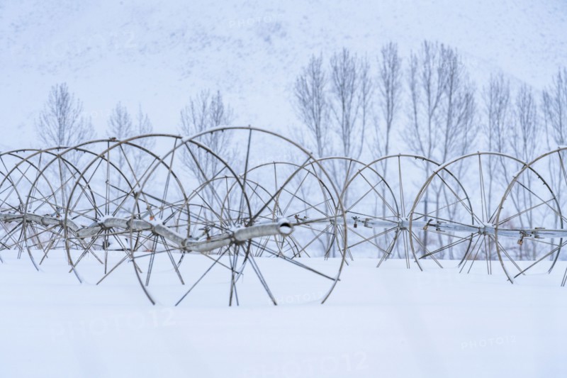 Irrigation equipment in winter field