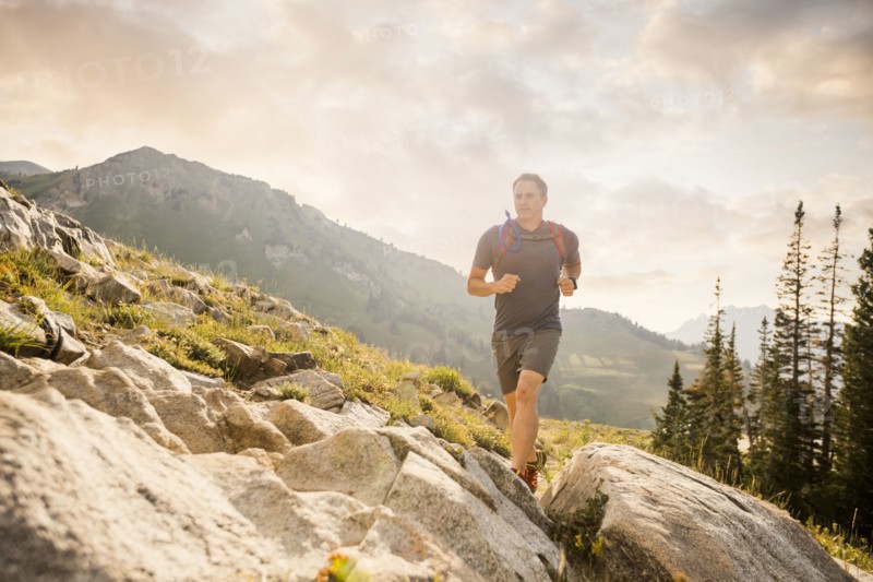 Man jogging in mountains