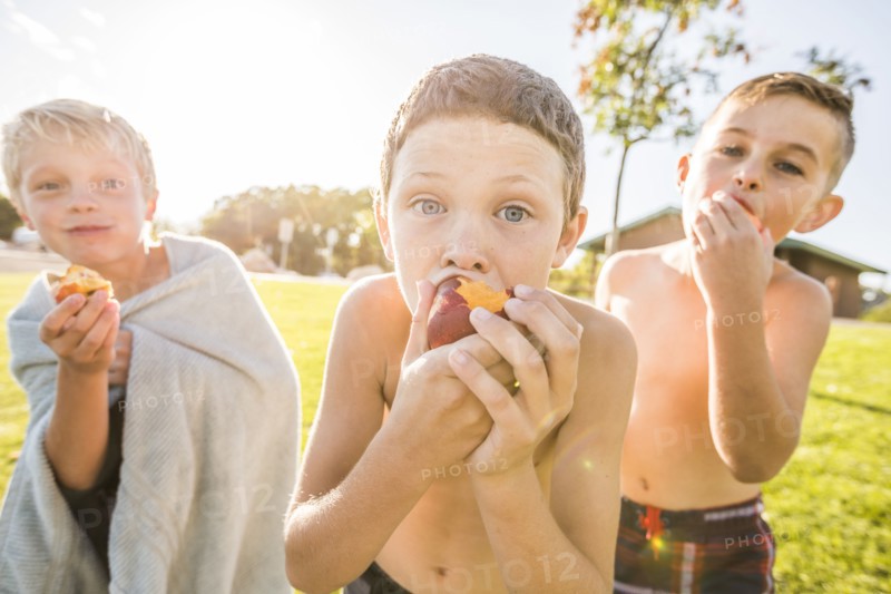 Portrait of shirtless boys