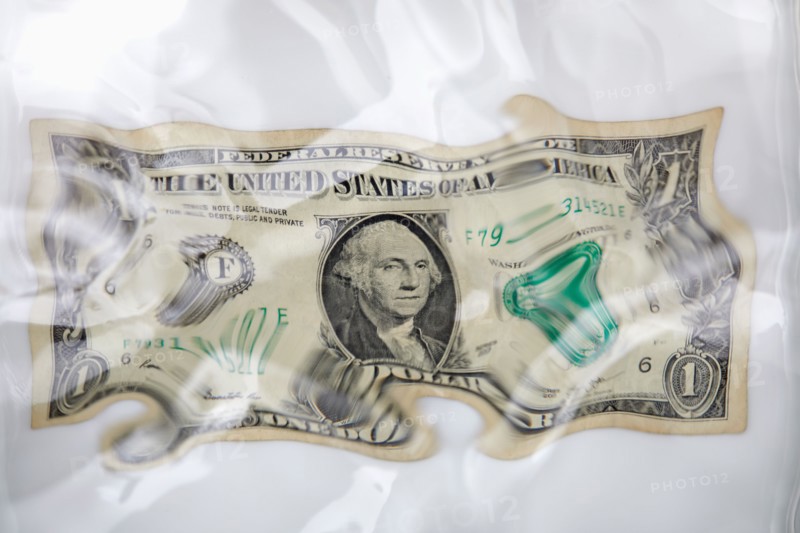 Distorted one dollar bill