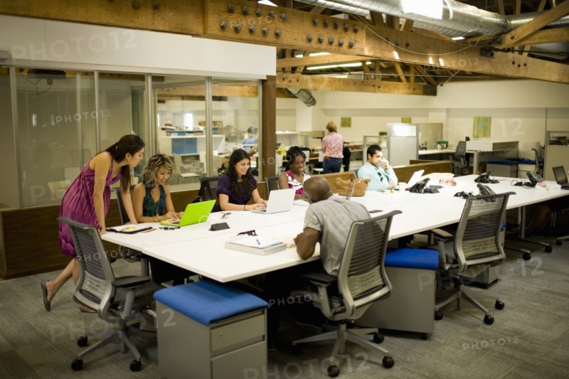 Diverse coworkers in office
