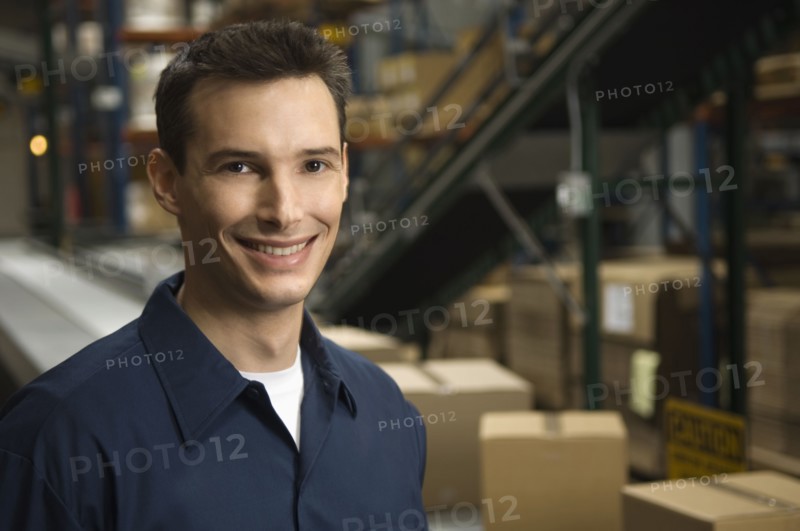 Portrait of man in warehouse