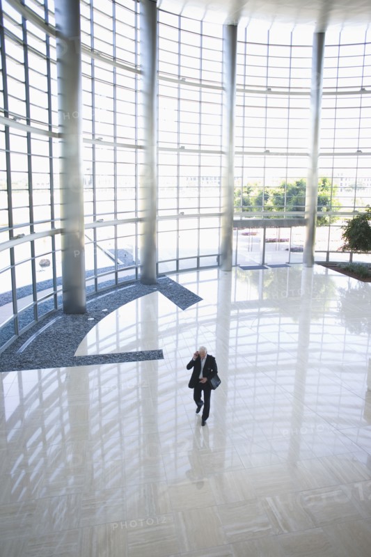 Business person in lobby
