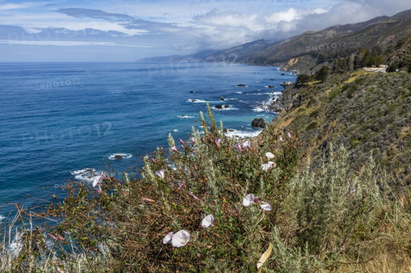 Ocean waves crashing against Big Sur coast