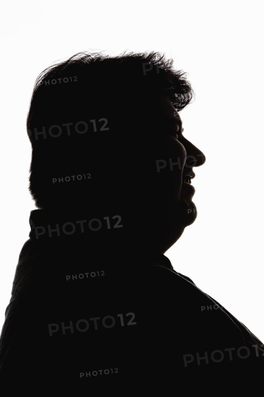Silouette of man on white background
