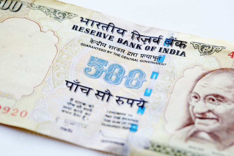 Studio shot of Indian banknote