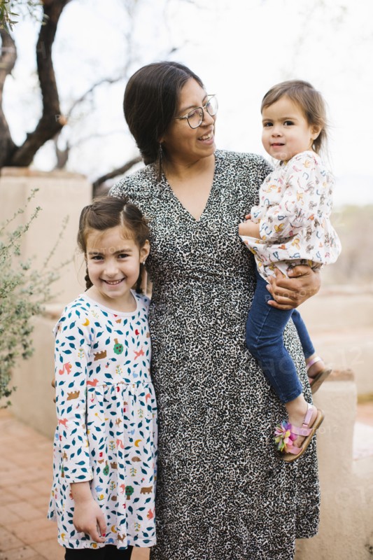 Portrait of mother with two daughters