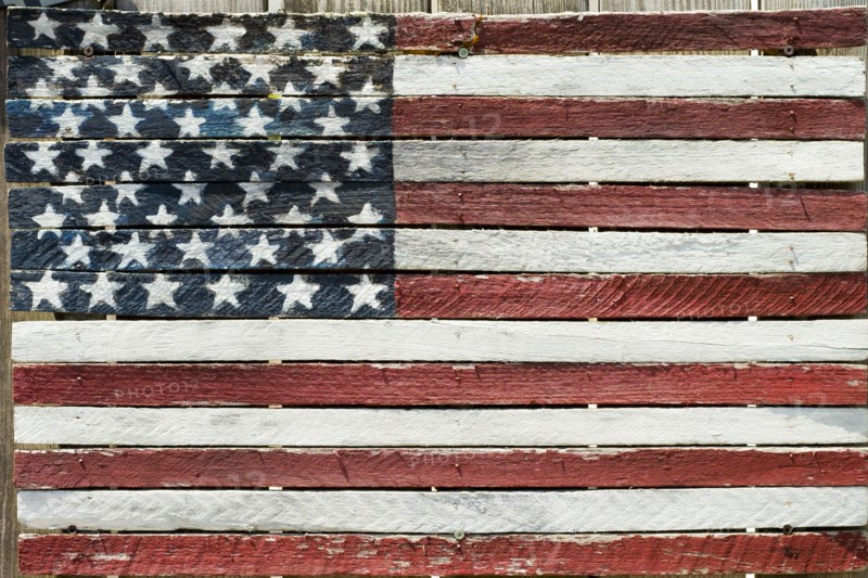 Painted rustic American flag